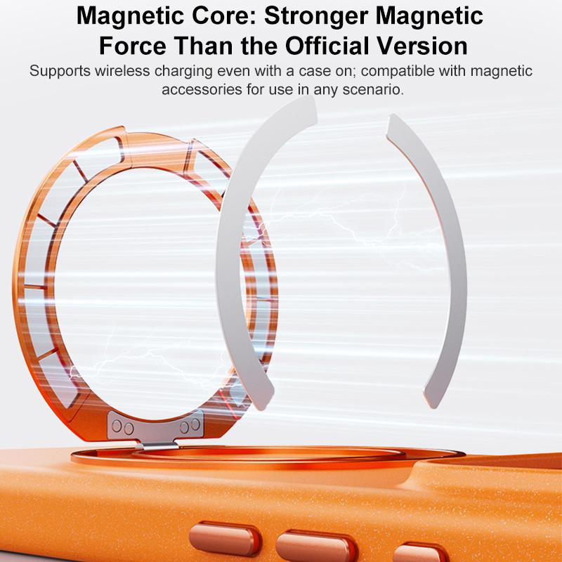 Compatible with iPhone 18 Pro Max & 17 Pro Max Boundless Series Rock Sand Magnetic Phone Case with 360 Degree Rotating Alloy Stand - Beige