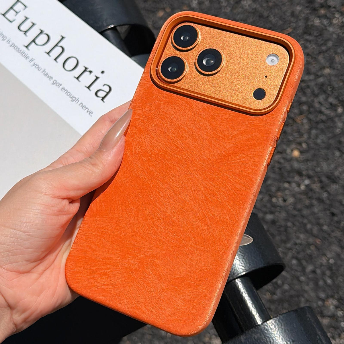 Compatible with iPhone 18 Pro & 17 Pro Horsehair Pattern Magnetic Full Coverage TPU Phone Case - Orange