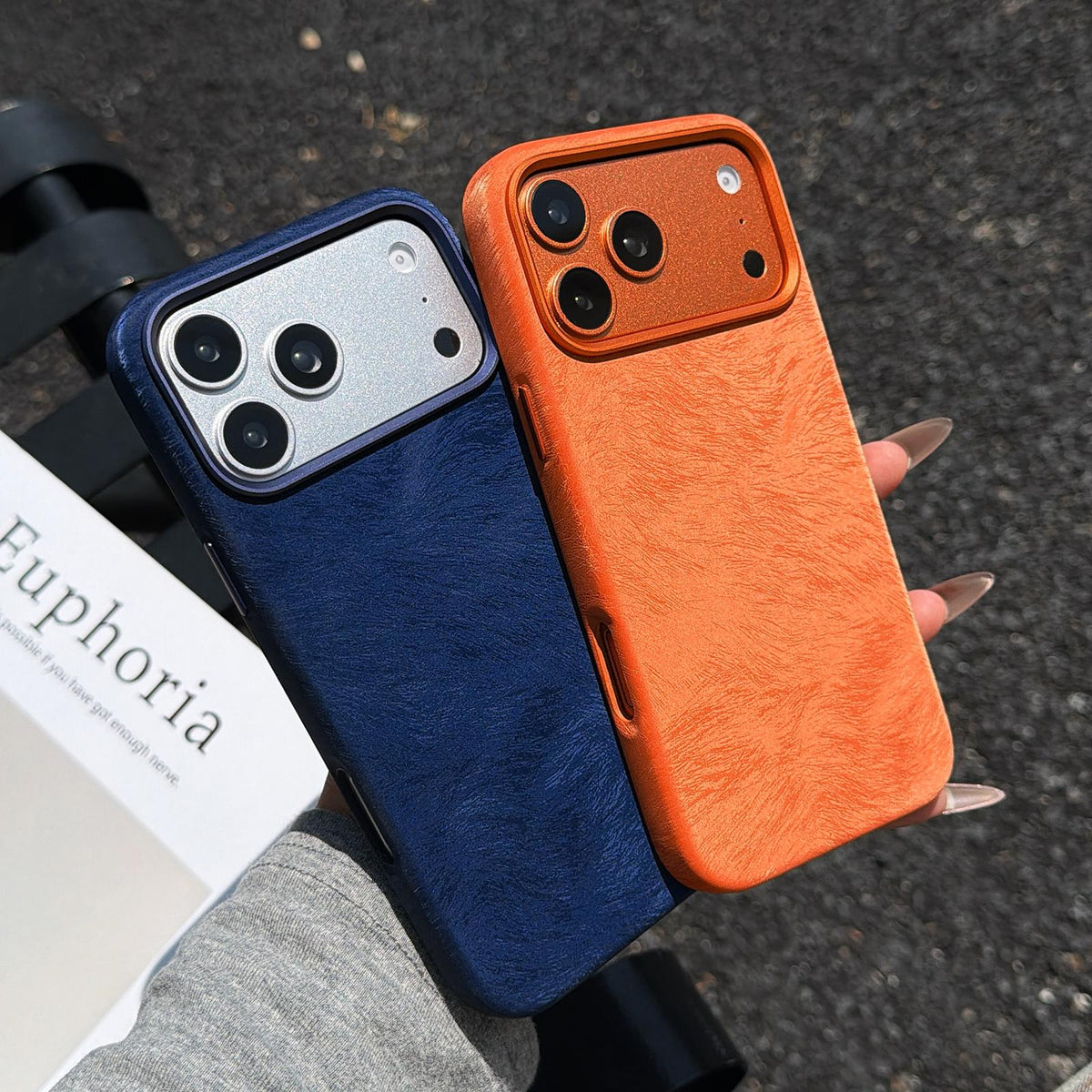 Compatible with iPhone 18 Pro & 17 Pro Horsehair Pattern Magnetic Full Coverage TPU Phone Case - Black