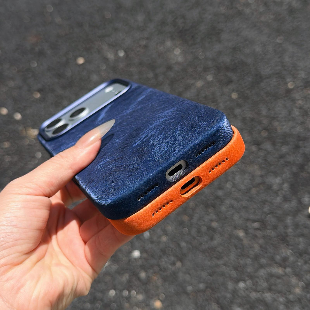 Compatible with iPhone 18 Pro & 17 Pro Horsehair Pattern Magnetic Full Coverage TPU Phone Case - Orange