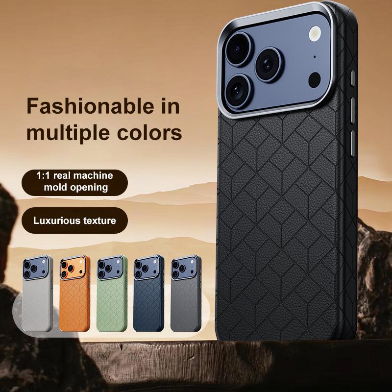 Compatible with iPhone 18 Pro Max & 17 Pro Max Rubik Cube Series Embossed Grid Pattern Magnetic Phone Case - Matcha Green