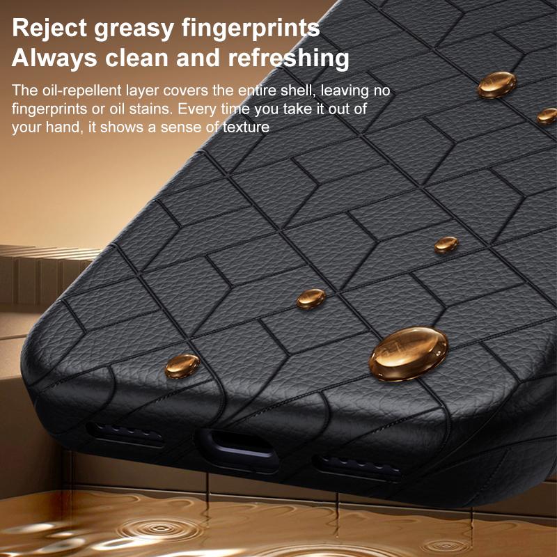 Compatible with iPhone 18 Pro Max & 17 Pro Max Rubik Cube Series Embossed Grid Pattern Magnetic Phone Case - Brown