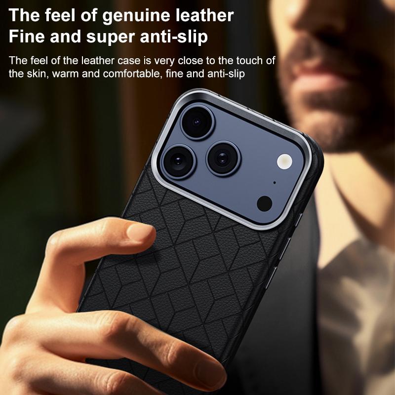 Compatible with iPhone 18 Pro Max & 17 Pro Max Rubik Cube Series Embossed Grid Pattern Magnetic Phone Case - Titanium Gray