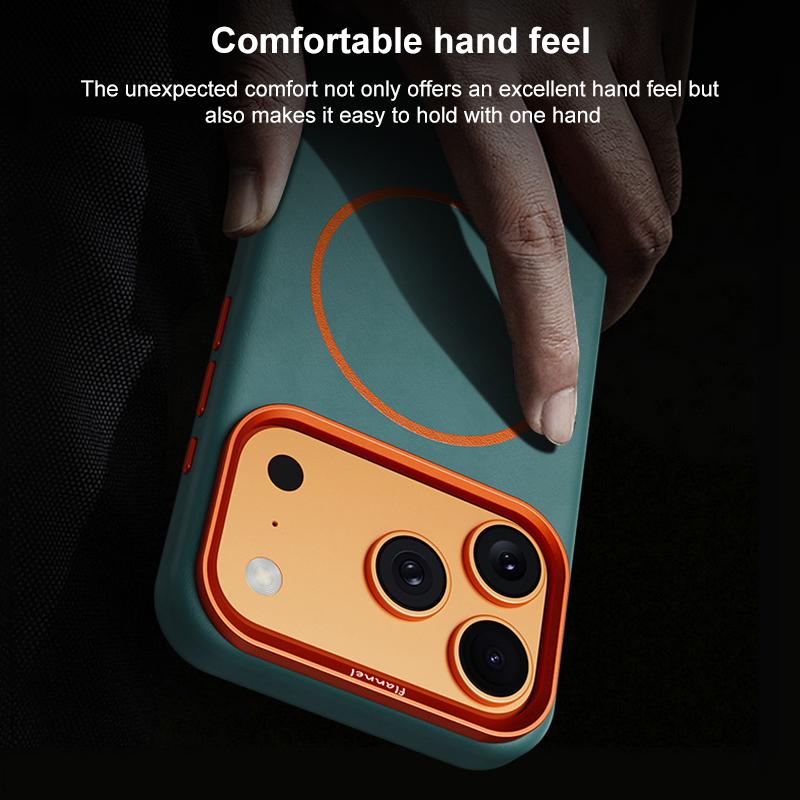 Compatible with iPhone 18 Pro Max & 17 Pro Max Elephant Leather Full Coverage Magnetic Microfiber Leather PC Phone Case - Brown