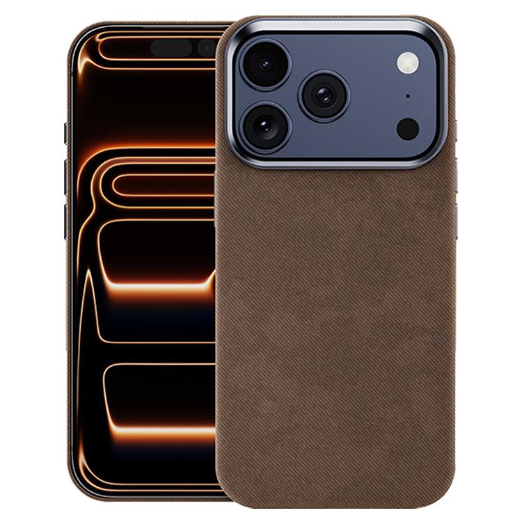 Compatible with iPhone 18 Pro Max & 17 Pro Max Flannel Textured Magnetic Full Coverage Phone Case - Brown