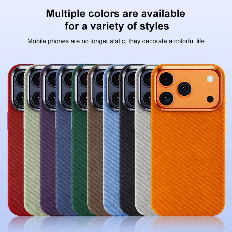 Compatible with iPhone 18 Pro Max & 17 Pro Max Flannel Textured Magnetic Full Coverage Phone Case - Brown