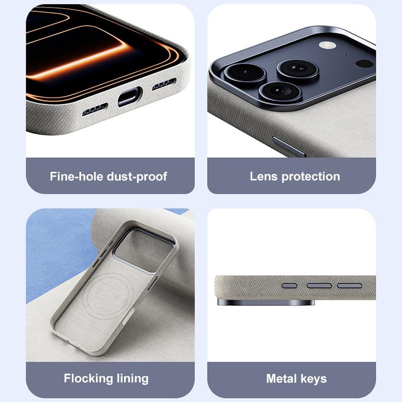 Compatible with iPhone 18 Pro Max & 17 Pro Max Flannel Textured Magnetic Full Coverage Phone Case - Brown