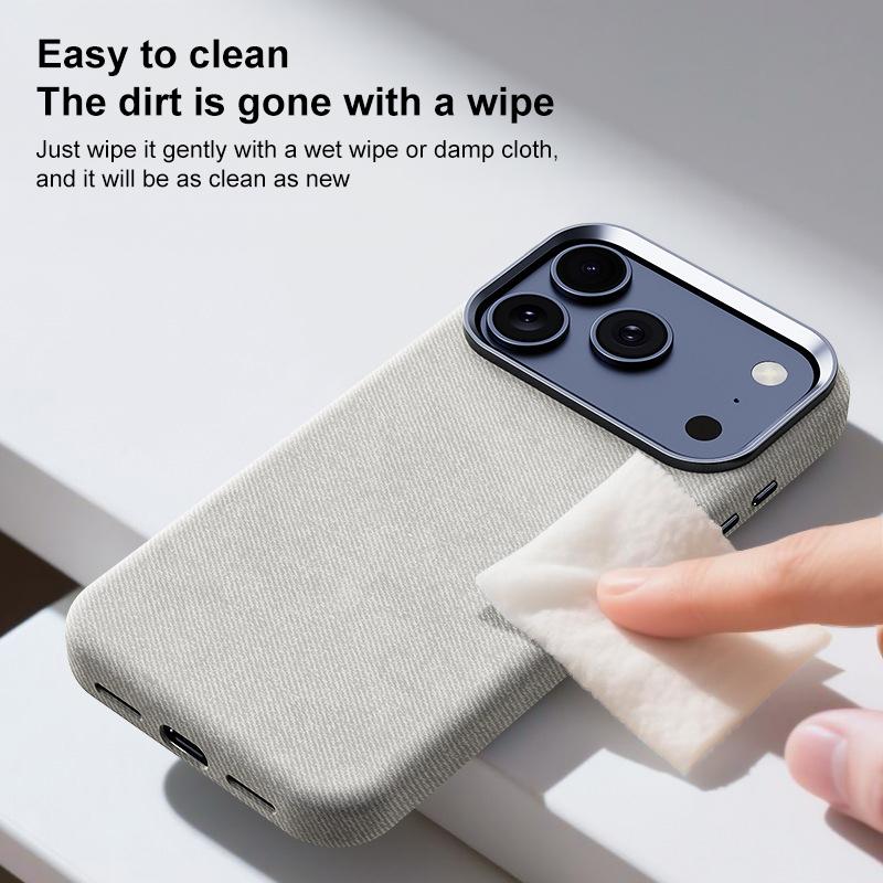 Compatible with iPhone 18 Pro Max & 17 Pro Max Flannel Textured Magnetic Full Coverage Phone Case - Brown
