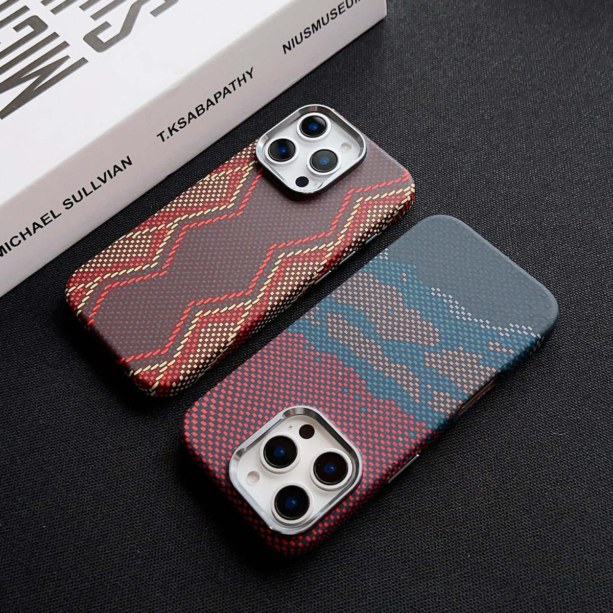 Compatible with iPhone 18 Pro Max & 17 Pro Max Electroplated PC Shockproof Full Coverage Magnetic Phone Case - Red + Blue