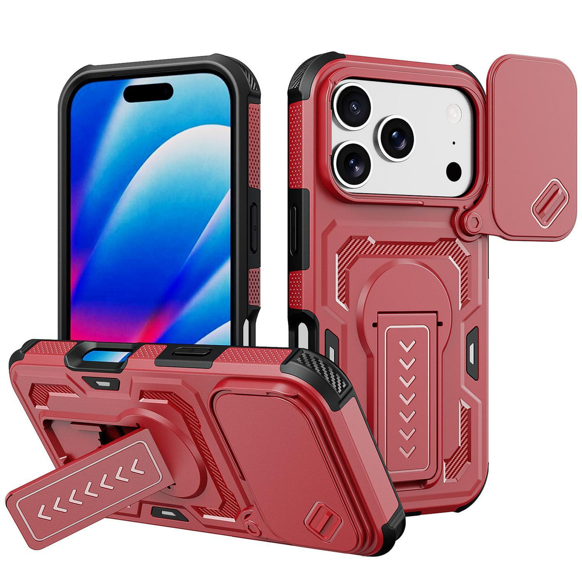 Compatible with iPhone 18 Pro Slid Camera Shield Invisible Holder PC Dual-Layer TPU Phone Case - Red