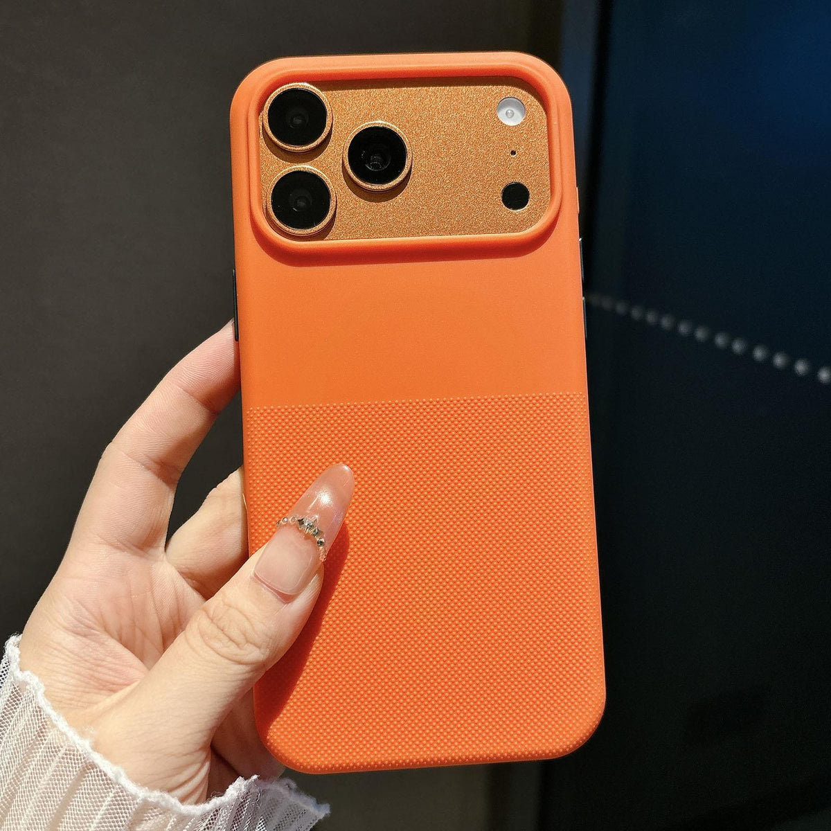 Compatible with iPhone 18 Pro Max & 17 Pro Max Polka Dot Velvet TPU Shockproof Phone Case - Orange