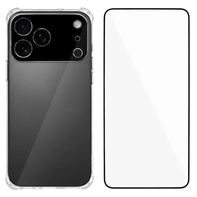 Compatible with iPhone 18 Pro Max & 17 Pro Max Airbag Corners Transparent TPU Phone Case with Screen Film - Transparent