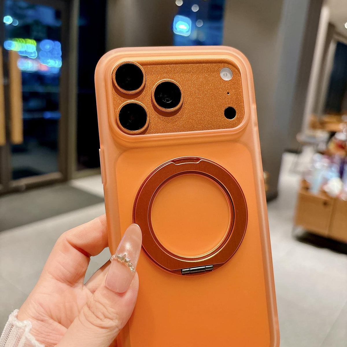 Compatible with iPhone 18 Pro Max Skin Feel 360 Degrees Rotating Holder PC Dual-Layer TPU Magnetic Phone Case - Pink