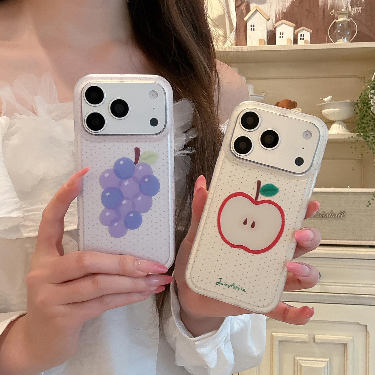 Compatible with iPhone 18 Pro Max & 17 Pro Max Frosted Black Polka Dot Full Coverage TPU Phone Case - Guava