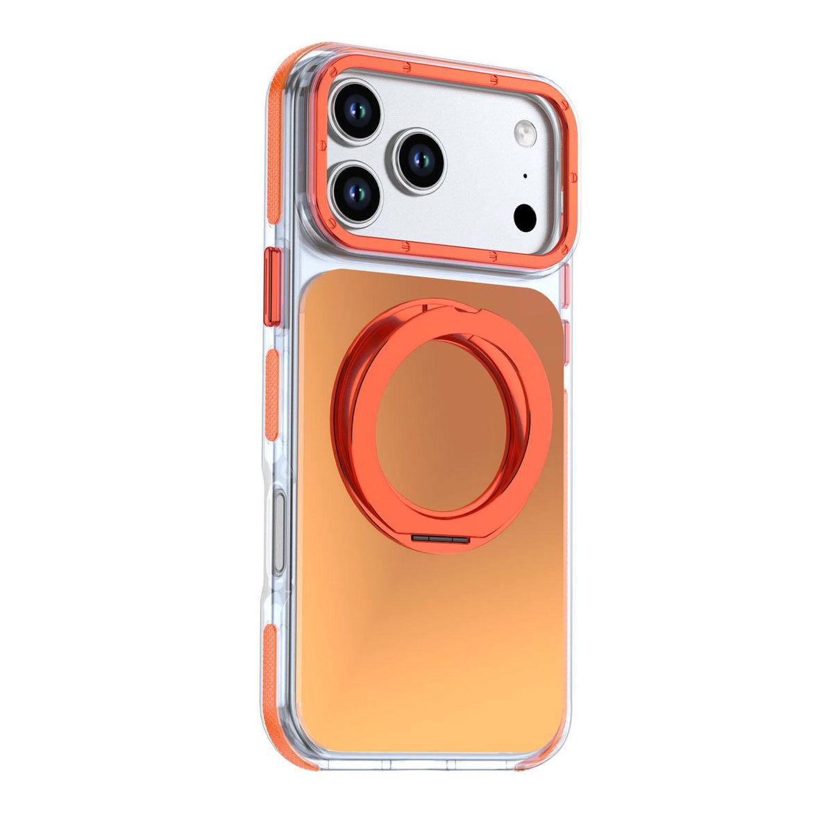 Compatible with iPhone 18 Pro Max Dual Color Gradient Discolor 360 Degree Rotation Holder Magnetic Phone Case - Orange