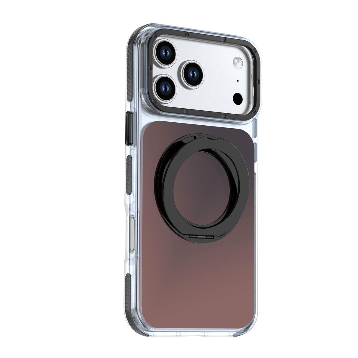 Compatible with iPhone 18 Pro Max Dual Color Gradient Discolor 360 Degree Rotation Holder Magnetic Phone Case - Black