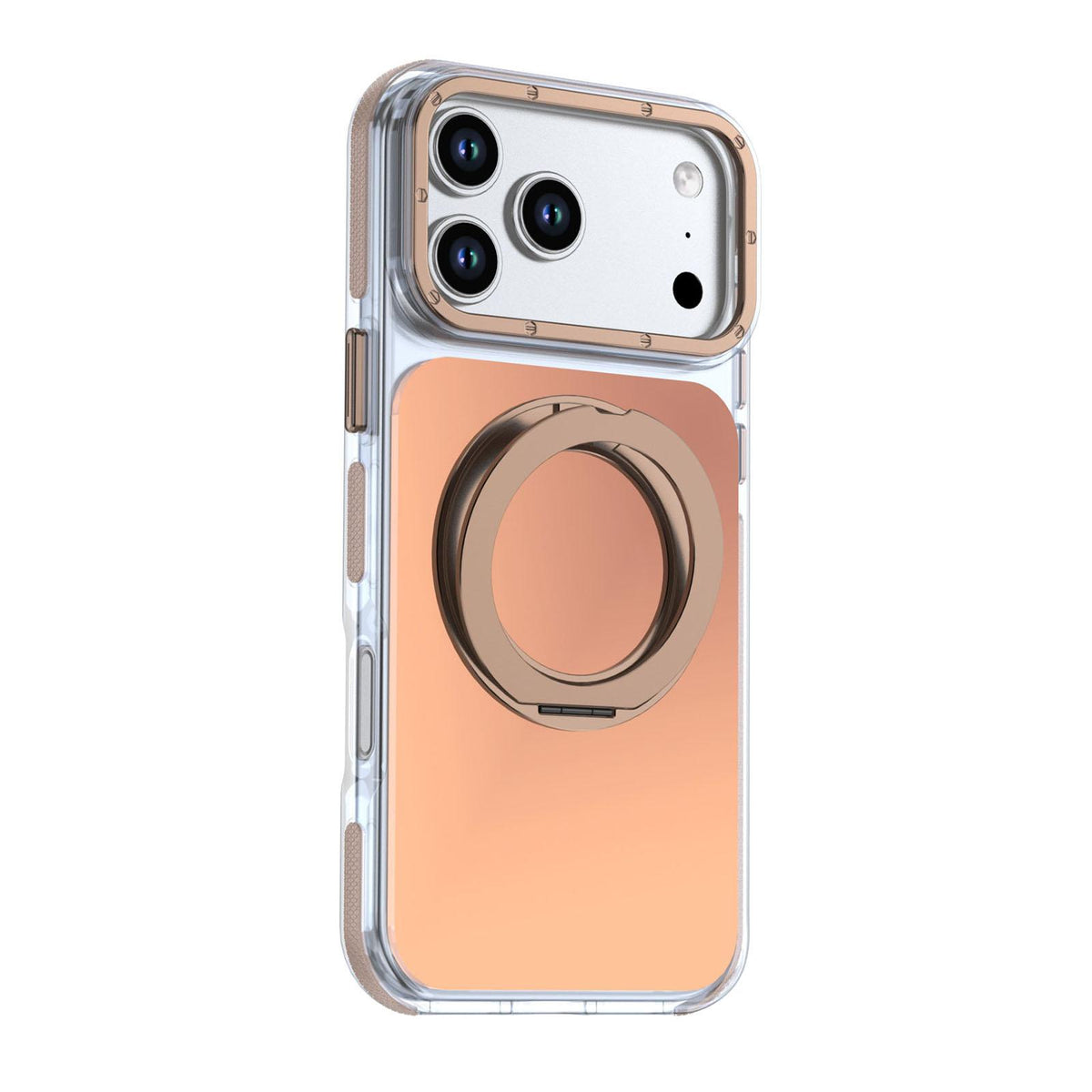 Compatible with iPhone 18 Pro Max Dual Color Gradient Discolor 360 Degree Rotation Holder Magnetic Phone Case - Desert Gold