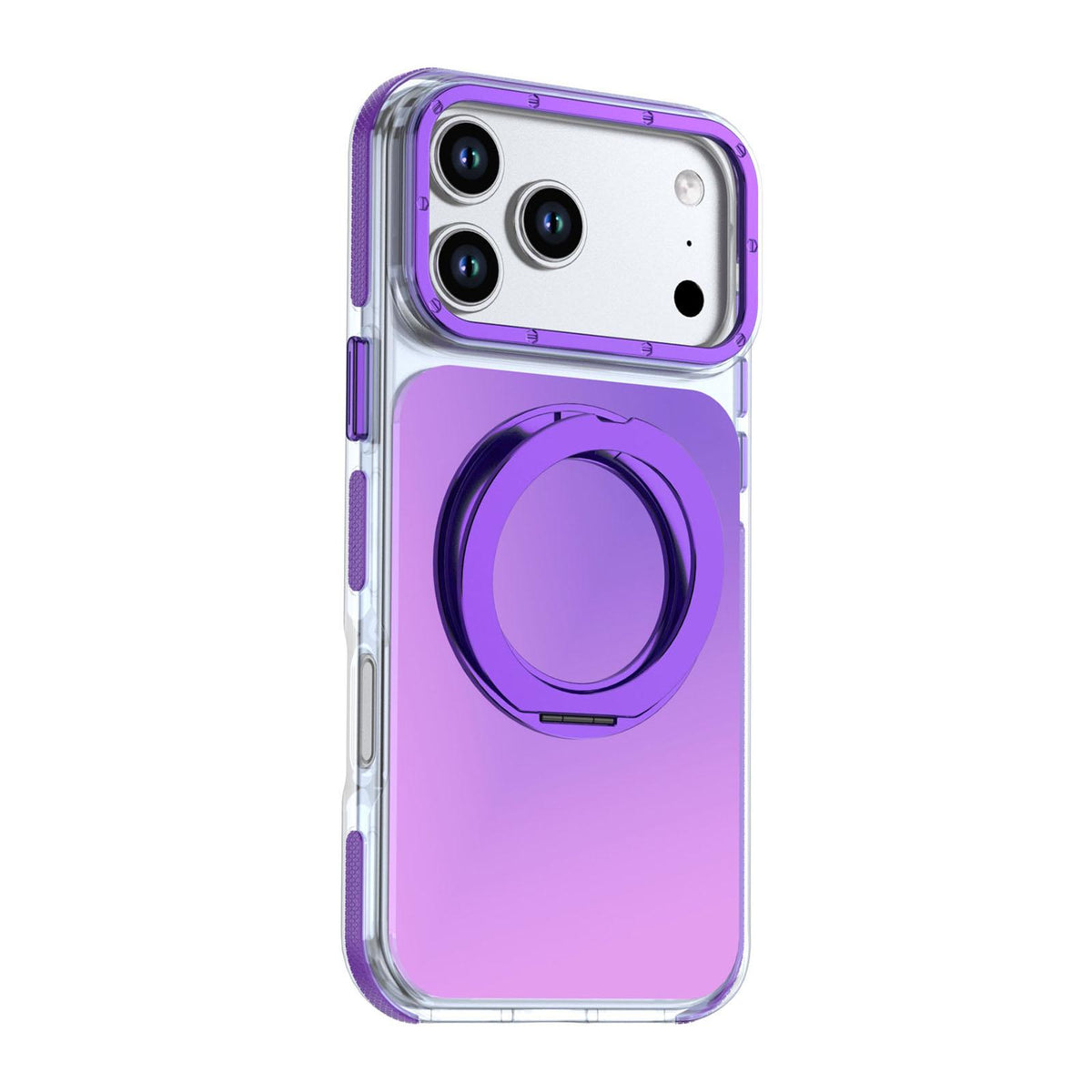Compatible with iPhone 18 Pro Max Dual Color Gradient Discolor 360 Degree Rotation Holder Magnetic Phone Case - Purple