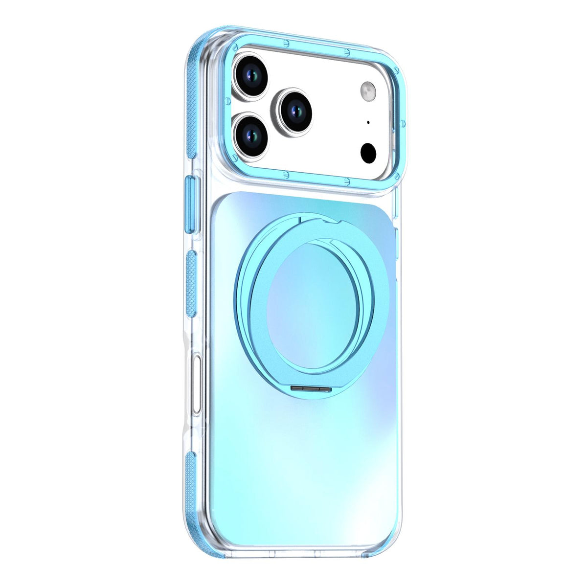 Compatible with iPhone 18 Pro Dual Color Gradient Discolor 360 Degree Rotation Holder Magnetic Phone Case - Blue