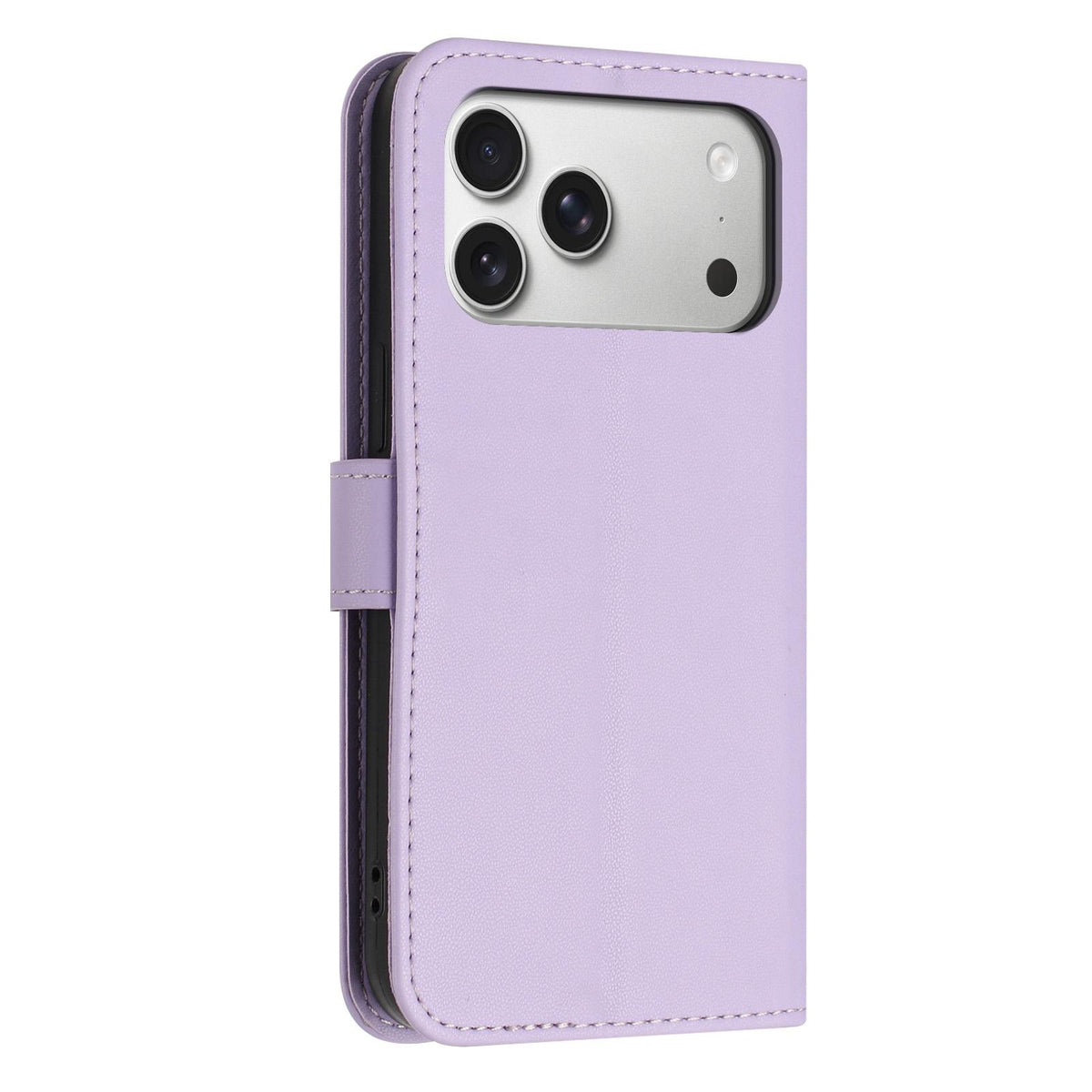 Compatible with iPhone 18 Pro Max & 17 Pro Max Glitter Butterfly Zipper Vegan Leather Phone Case with Wrist Strap - Purple