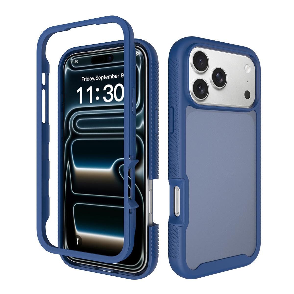 Compatible with iPhone 18 Pro Max Starry Sky Matte Two-Tone Shockproof TPU Dual-Layer PC Phone Case - Blue