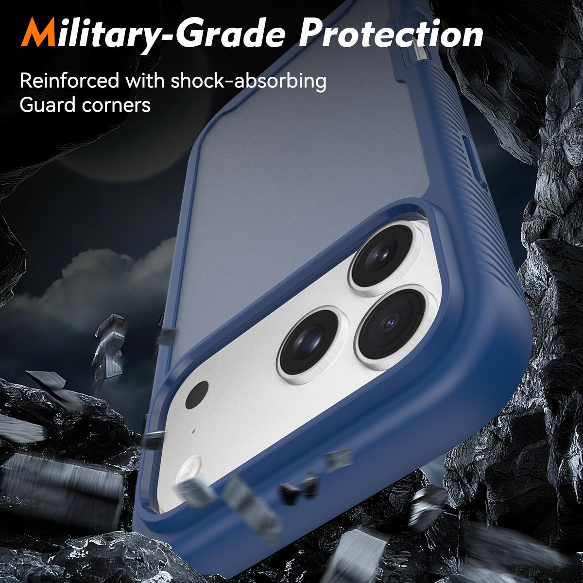 Compatible with iPhone 18 Pro Max Starry Sky Matte Two-Tone Shockproof TPU Dual-Layer PC Phone Case - Blue