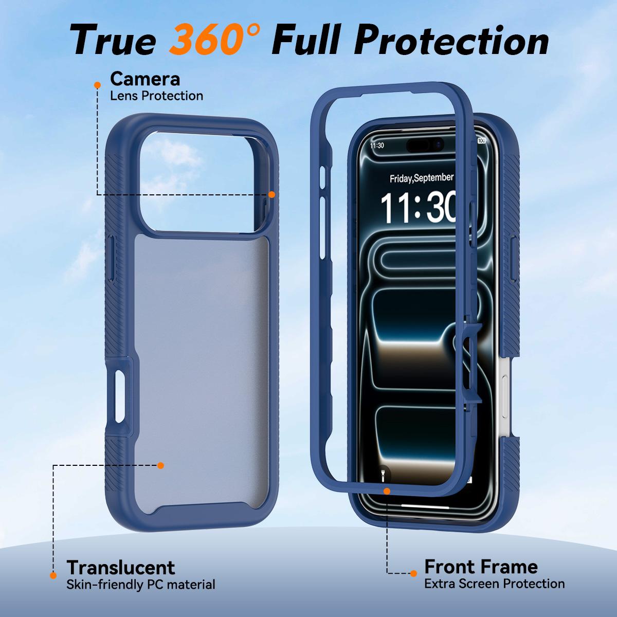 Compatible with iPhone 18 Pro Max Starry Sky Matte Two-Tone Shockproof TPU Dual-Layer PC Phone Case - Blue