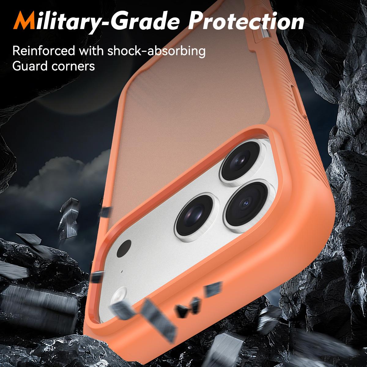 Compatible with iPhone 18 Pro Max Starry Sky Matte Two-Tone Shockproof TPU Dual-Layer PC Phone Case - Orange