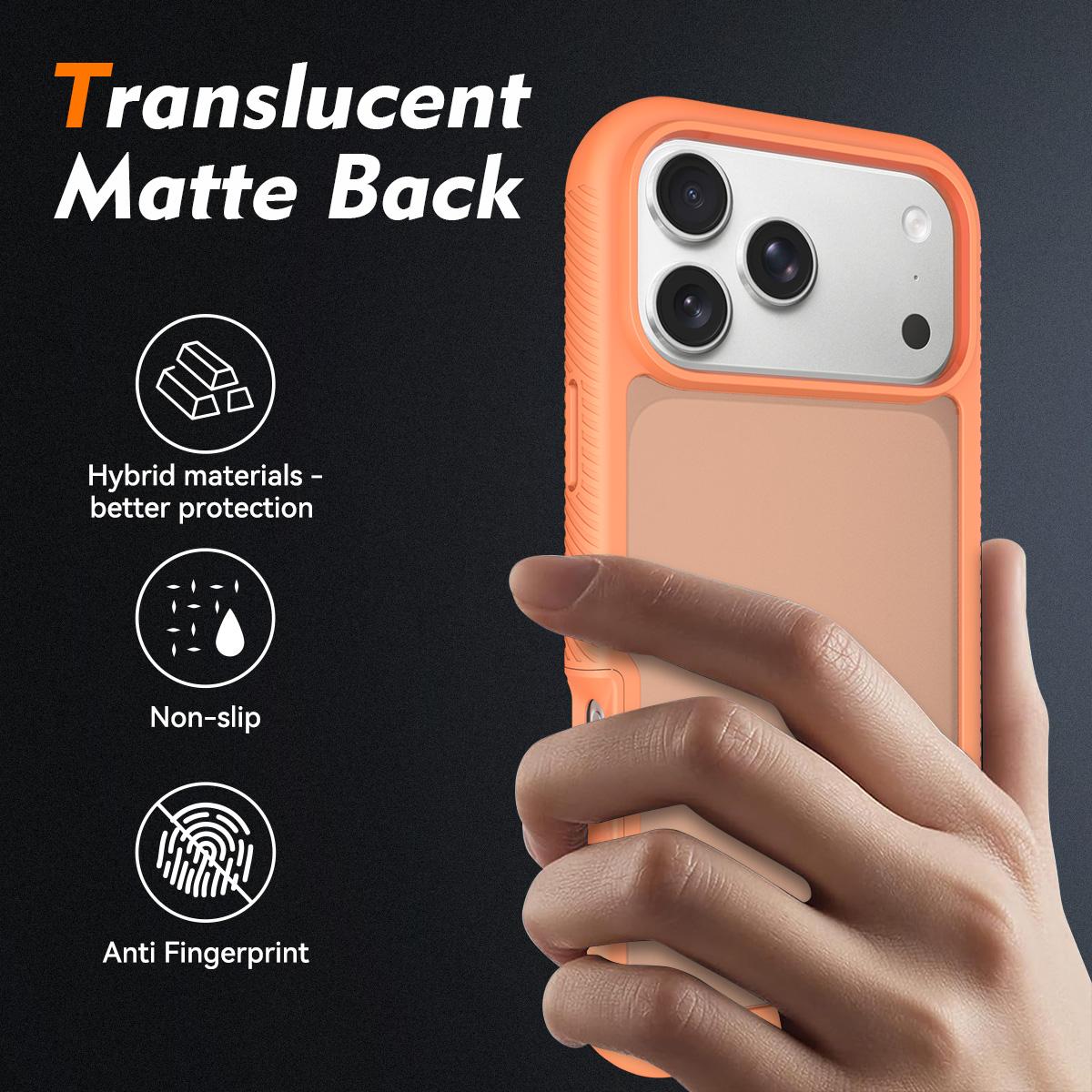 Compatible with iPhone 18 Pro Starry Sky Matte Two-Tone Shockproof TPU Dual-Layer PC Phone Case - Orange