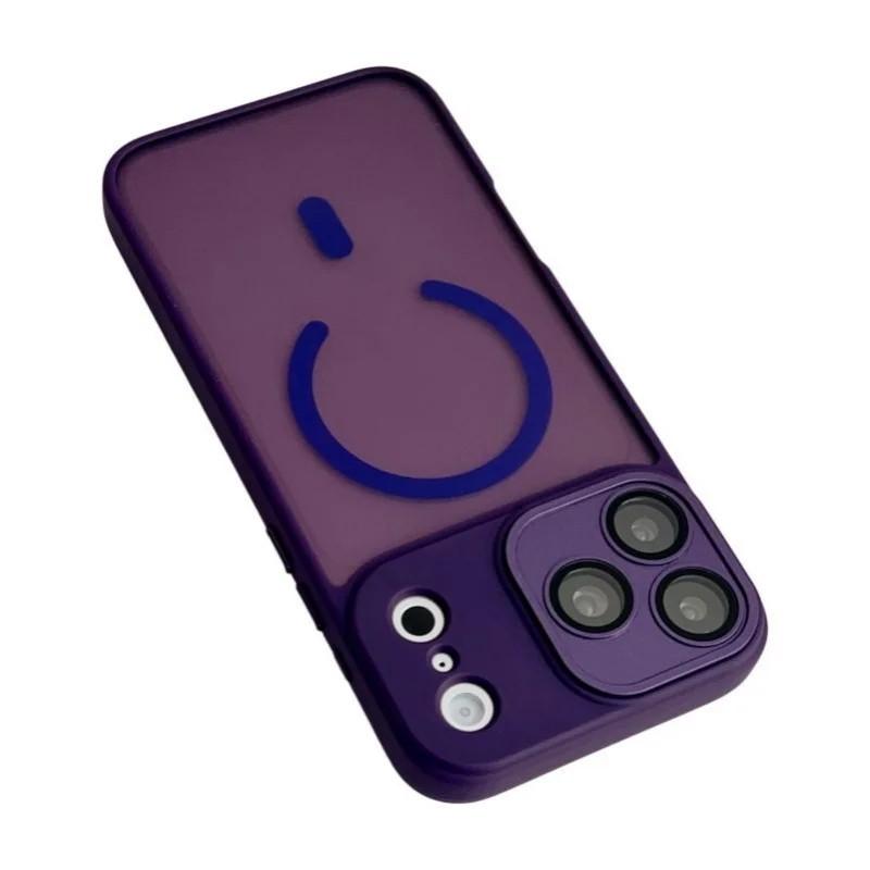 Compatible with iPhone 18 Pro WANLONFENG Skin-feel Magnetic PC Dual-Layer TPU Phone Case with Screen Protector - Purple