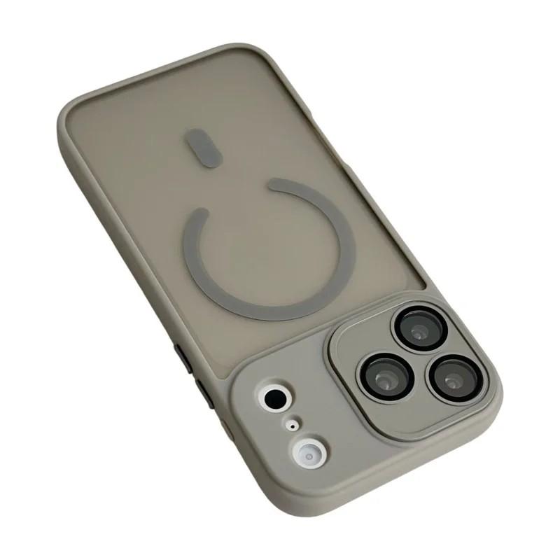 Compatible with iPhone 18 Pro Max WANLONFENG Skin-feel Magnetic PC Dual-Layer TPU Phone Case with Screen Protector - Grey