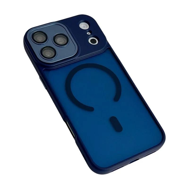 Compatible with iPhone 18 Pro Max WANLONFENG Skin-feel Magnetic PC Dual-Layer TPU Phone Case with Screen Protector - Blue