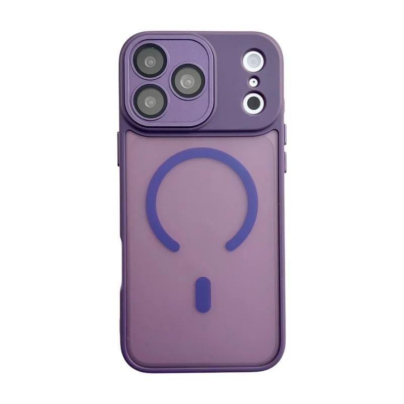 Compatible with iPhone 18 Pro Max WANLONFENG Skin-feel Magnetic PC Dual-Layer TPU Phone Case with Screen Protector - Purple