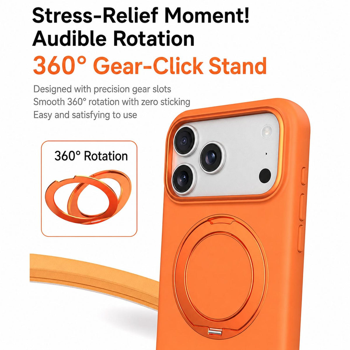 Compatible with iPhone 18 Pro Max & 17 Pro Max Liquid Silicone Magnetic Phone Case with Rotating Stand - White