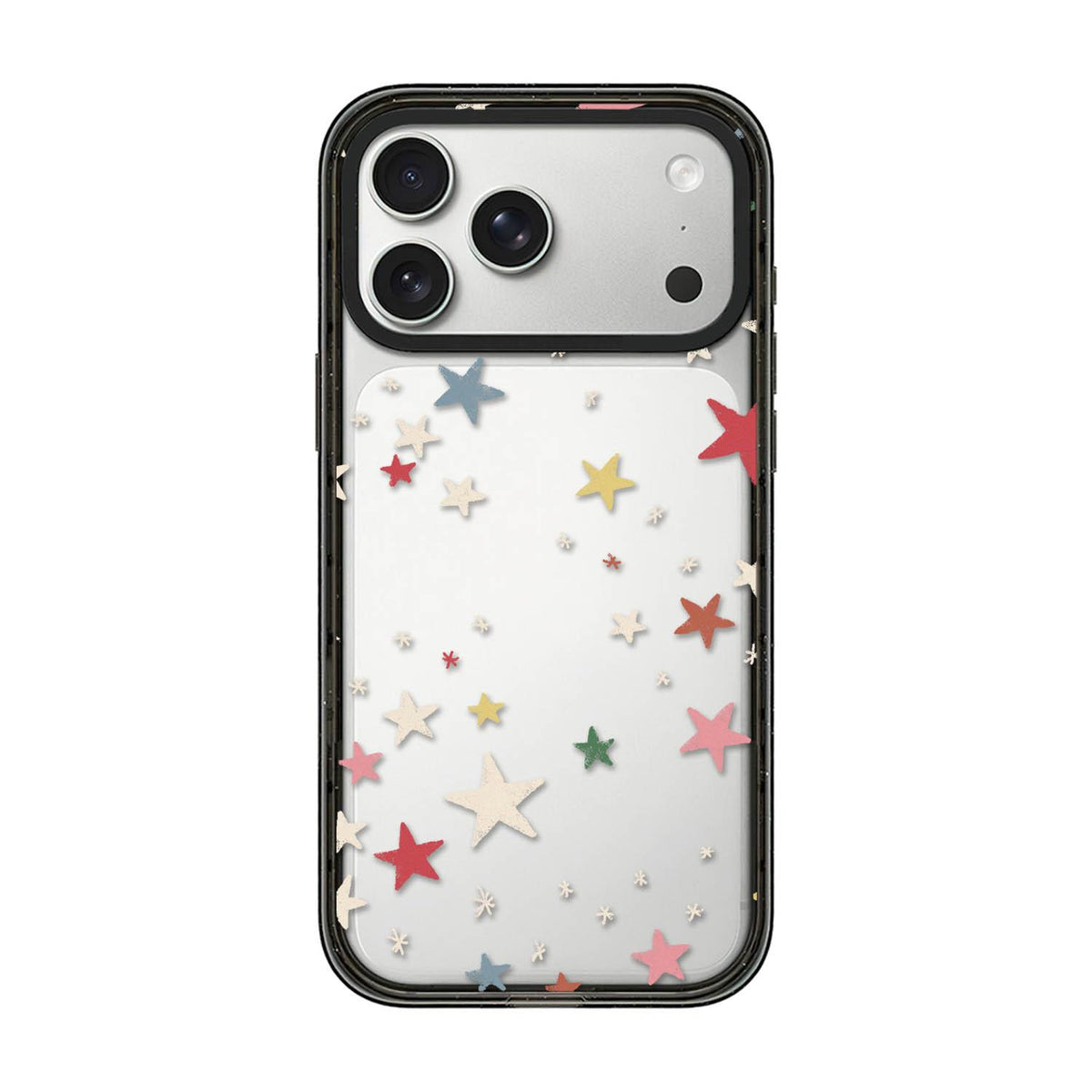 Compatible with iPhone 18 Pro & 17 Pro French Style Star Bow Transparent Acrylic TPU Phone Case - Colorful Stars