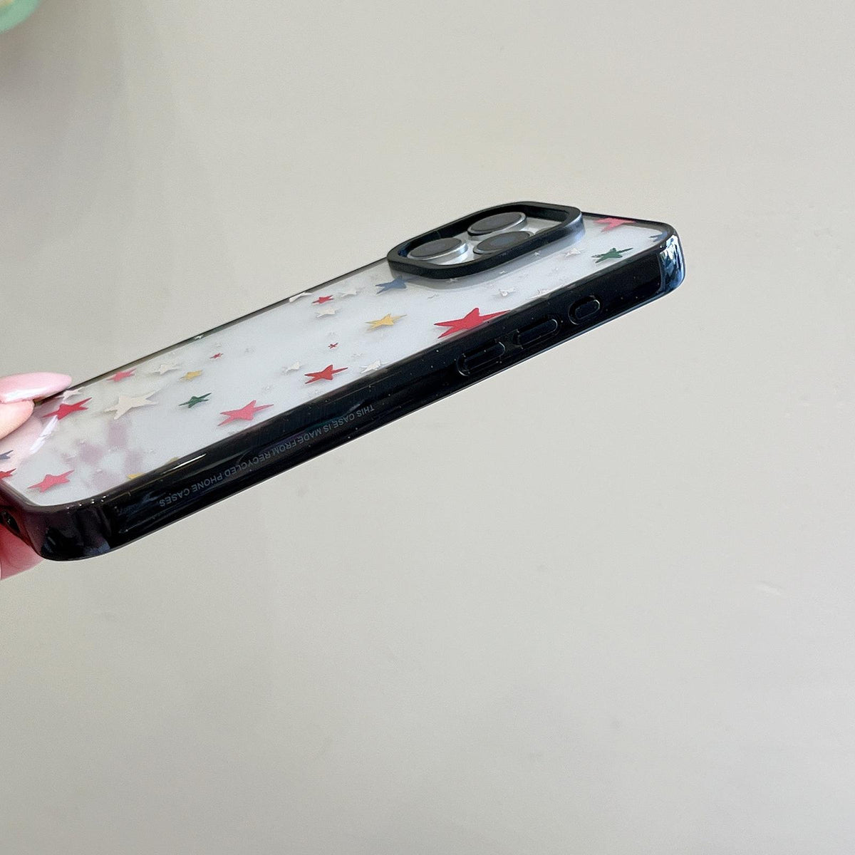 Compatible with iPhone 18 Pro Max & 17 Pro Max French Style Star Bow Transparent Acrylic TPU Phone Case - Heart Flowers