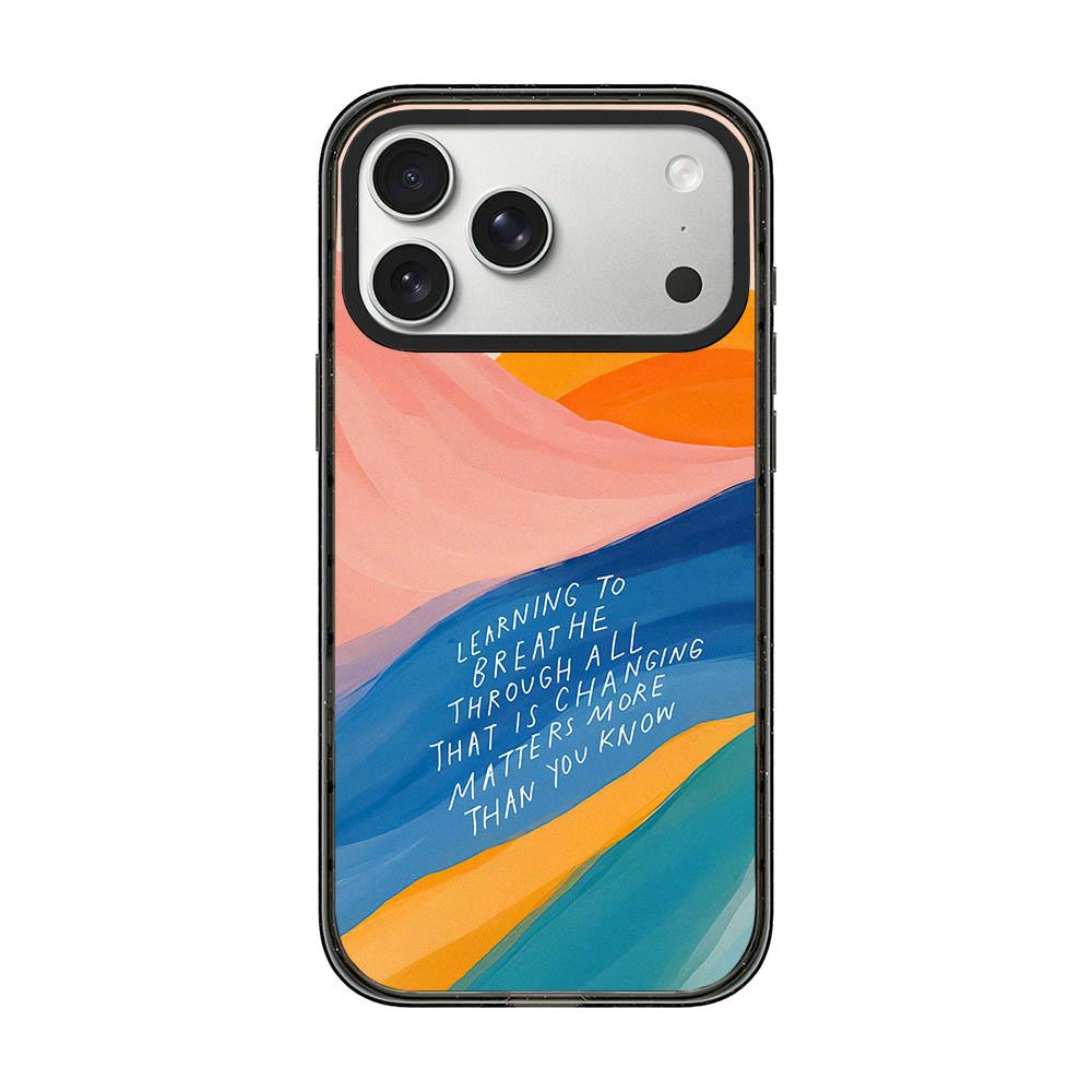 Compatible with iPhone 18 Pro Max & 17 Pro Max Tranquil Deep Blue Watercolor Acrylic TPU Phone Case - Gradient Color Blocking