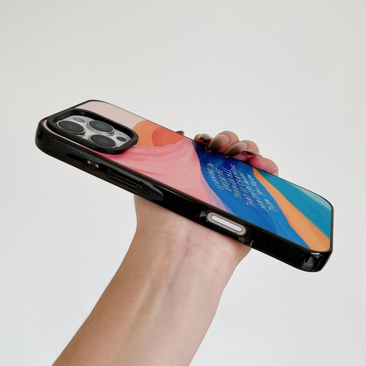 Compatible with iPhone 18 Pro & 17 Pro Tranquil Deep Blue Watercolor Acrylic TPU Phone Case - Spring Flower Field Pastel