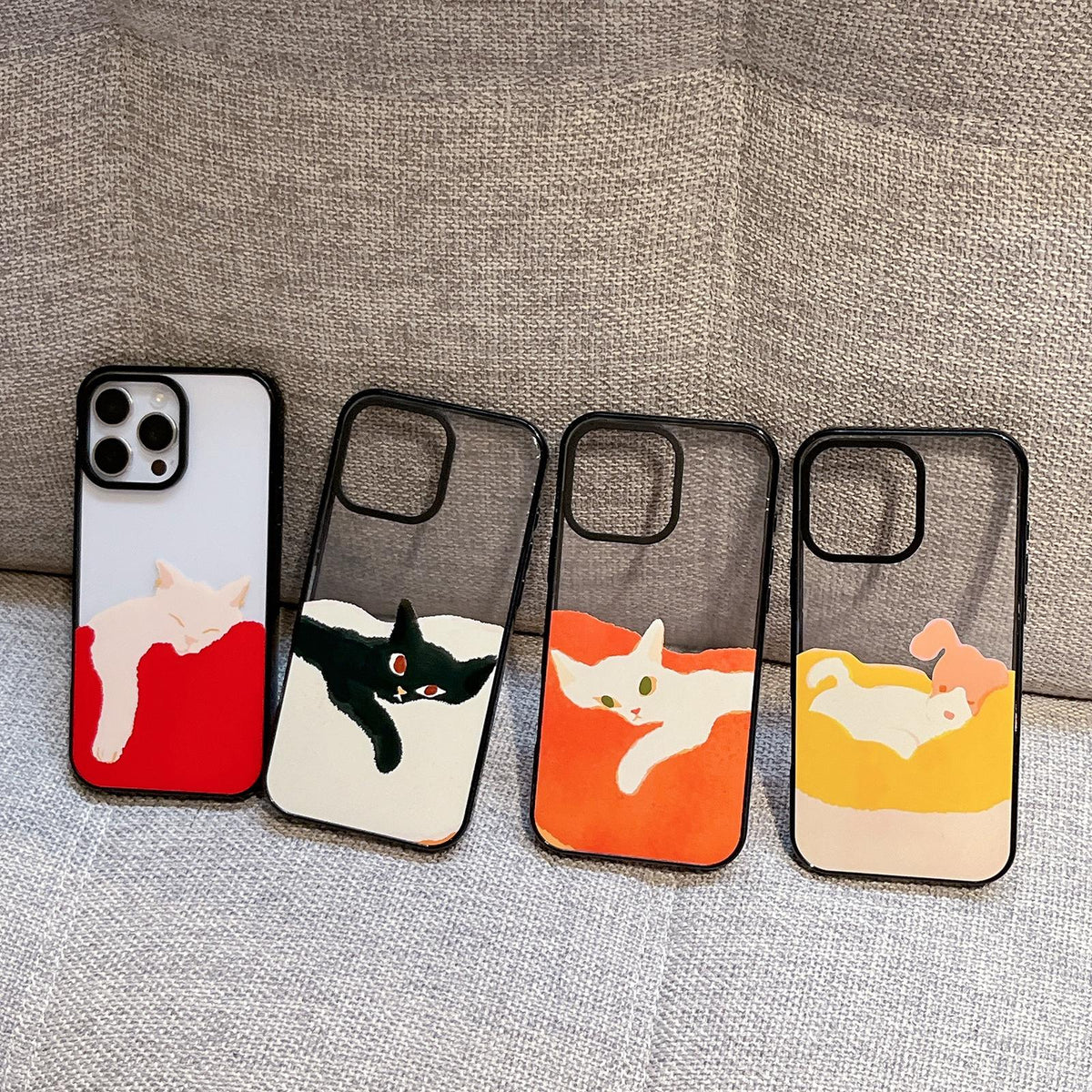 Compatible with iPhone 18 Pro Max & 17 Pro Max Lazy Cat Dog Acrylic TPU Phone Case - Black Cat
