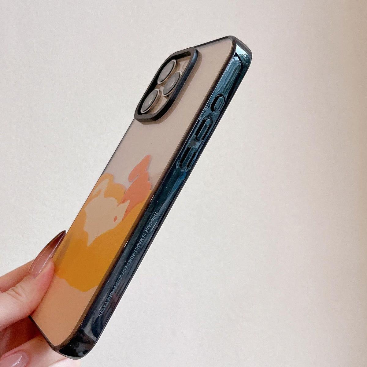 Compatible with iPhone 18 Pro Max & 17 Pro Max Lazy Cat Dog Acrylic TPU Phone Case - Orange Background White Cat