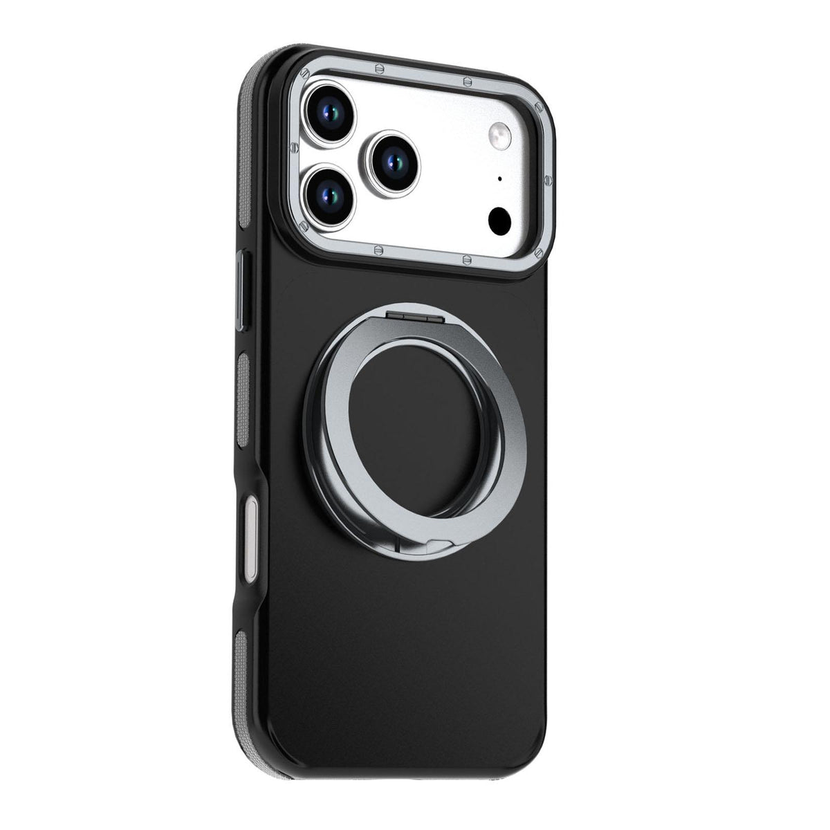 Compatible with iPhone 18 Pro Max Dual Color Skin Feel 360 Degree Rotation Holder Magnetic Phone Case - Grey