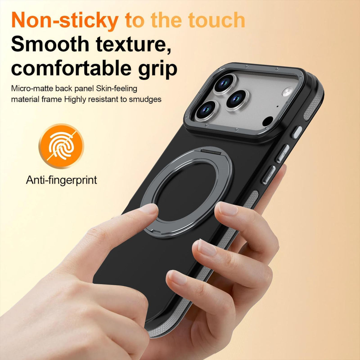 Compatible with iPhone 18 Pro Max Dual Color Skin Feel 360 Degree Rotation Holder Magnetic Phone Case - Grey