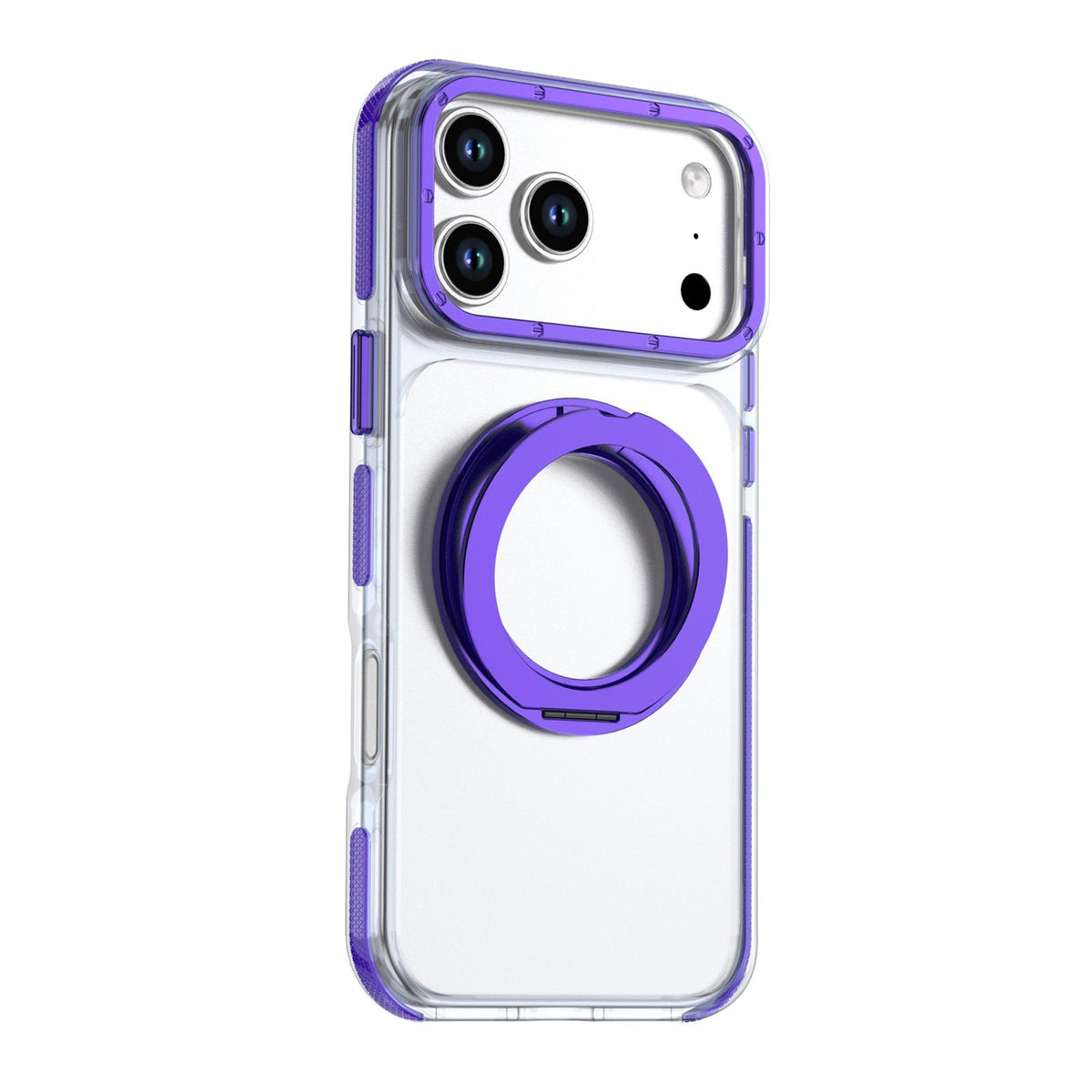 Compatible with iPhone 18 Pro Dual Color Clear 360 Degree Rotation Holder Magnetic Phone Case - Purple