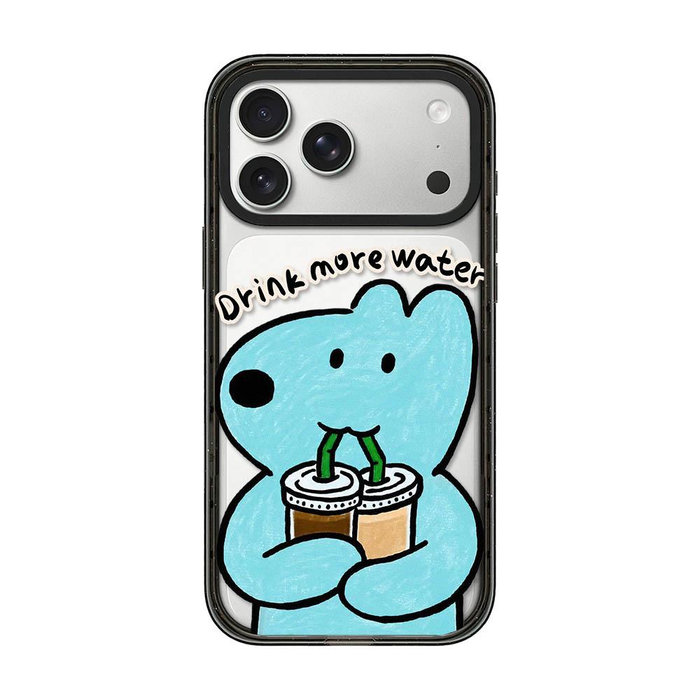Compatible with iPhone 18 Pro & 17 Pro Cute Dog Pattern Acrylic TPU Phone Case - Blue Puppy Drinking Water