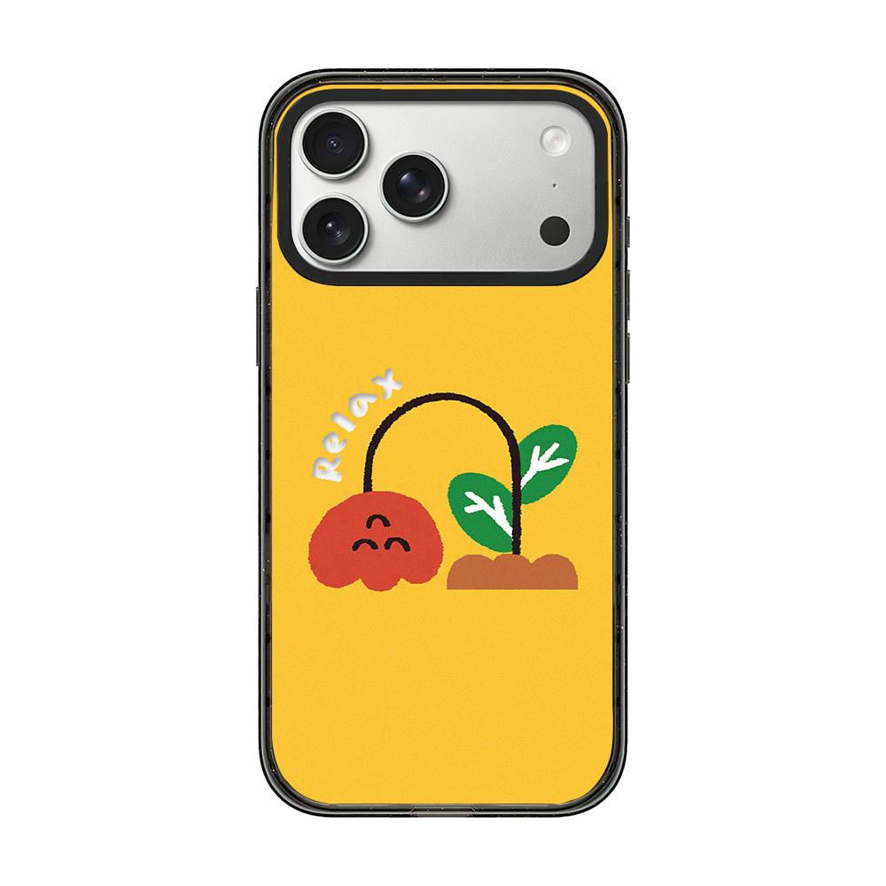 Compatible with iPhone 18 Pro Max & 17 Pro Max Little Red Flower Cartoon Pattern Acrylic TPU Phone Case - Lying Flat Small Potted Plant