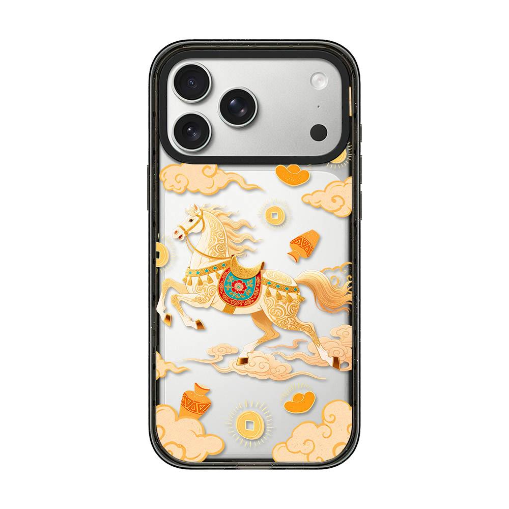 Compatible with iPhone 18 Pro Max & 17 Pro Max Chinese Style Horse Acrylic TPU Phone Case - Auspicious Clouds Golden Horse