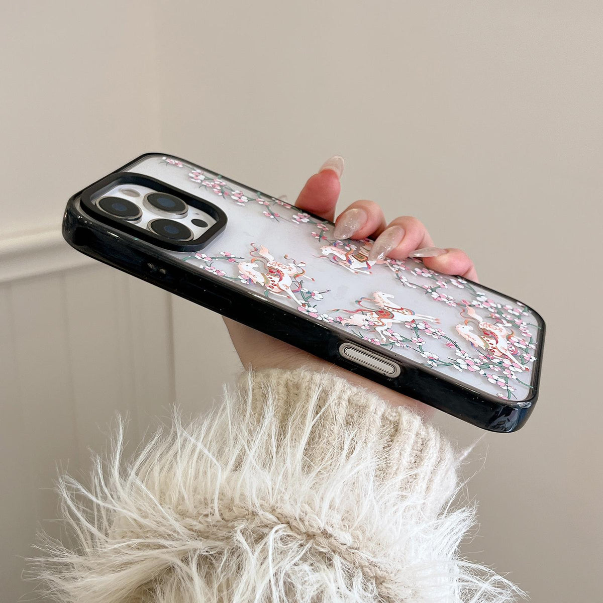 Compatible with iPhone 18 Pro & 17 Pro Chinese Style Horse Acrylic TPU Phone Case - Black Gold Pegasus