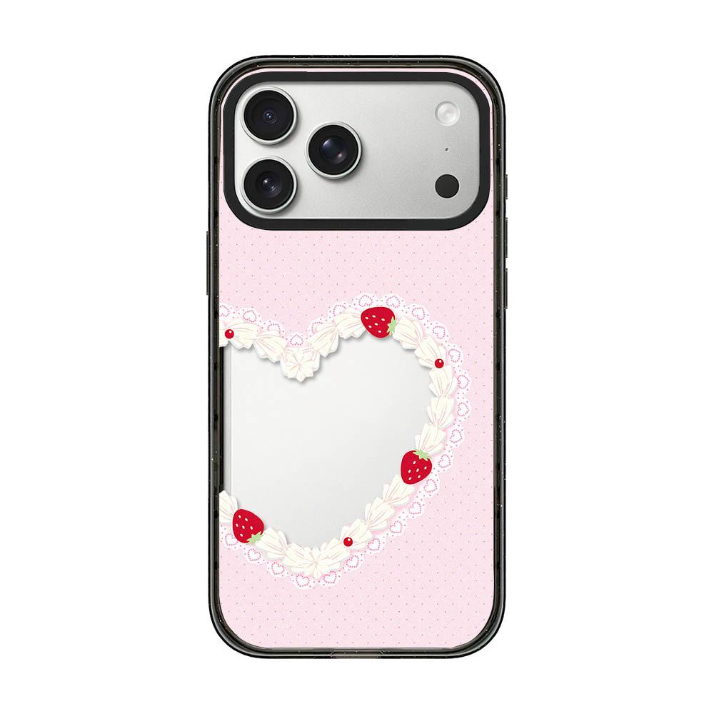Compatible with iPhone 18 Pro Max & 17 Pro Max Cream Cake Pattern Acrylic TPU Phone Case - Strawberry Cream Heart