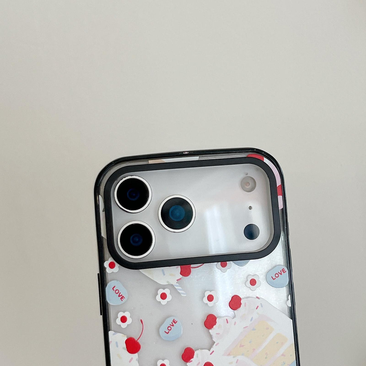Compatible with iPhone 18 Pro Max & 17 Pro Max Cream Cake Pattern Acrylic TPU Phone Case - Cherry Cake