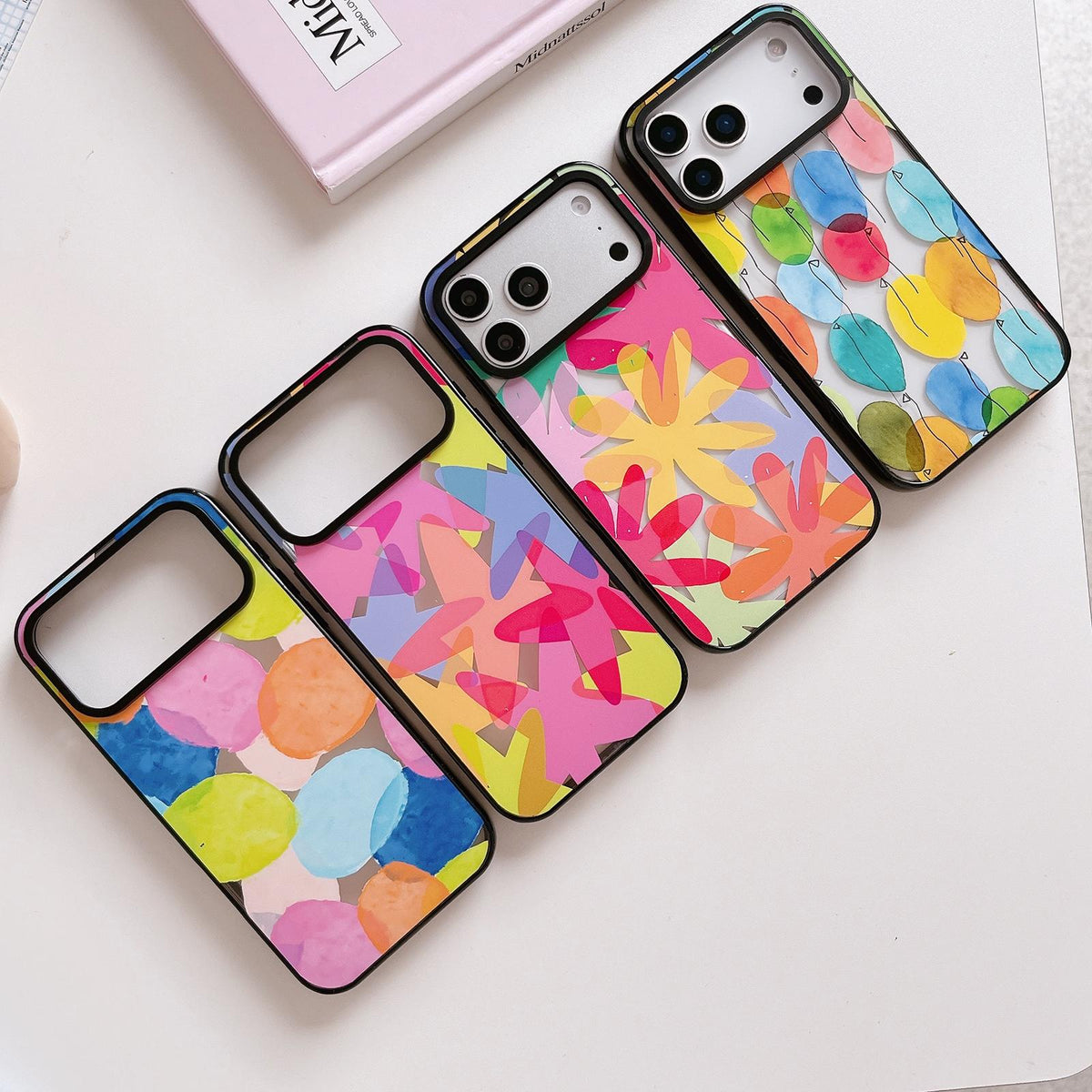 Compatible with iPhone 18 Pro Max & 17 Pro Max Colorful Balloon Pattern Transparent Magnetic Acrylic TPU Phone Case - Gradient Rainbow Starfish